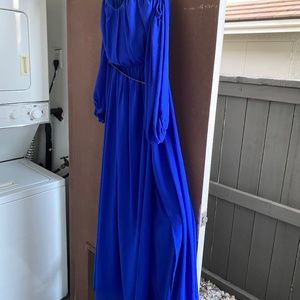 Royal Blue Dress with attached gold belt